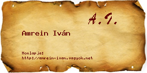 Amrein Iván névjegykártya